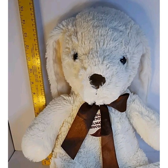 All White Chocolate Scented Plush Bunny Rabbit 15" Sitting‎ Brown Ribbon Stuffed - Picture 2 of 7